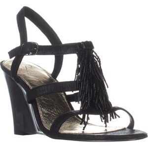 Womens Adrianna Papell Adair Fringe Gladiator Sandals, Black size 8